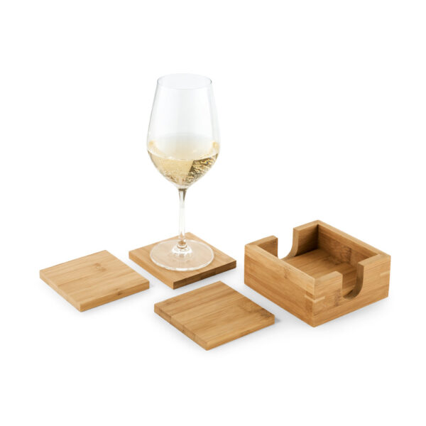 Kit de 4 porta copos em bambu - Brinde Corporativo Personalizado | Enova