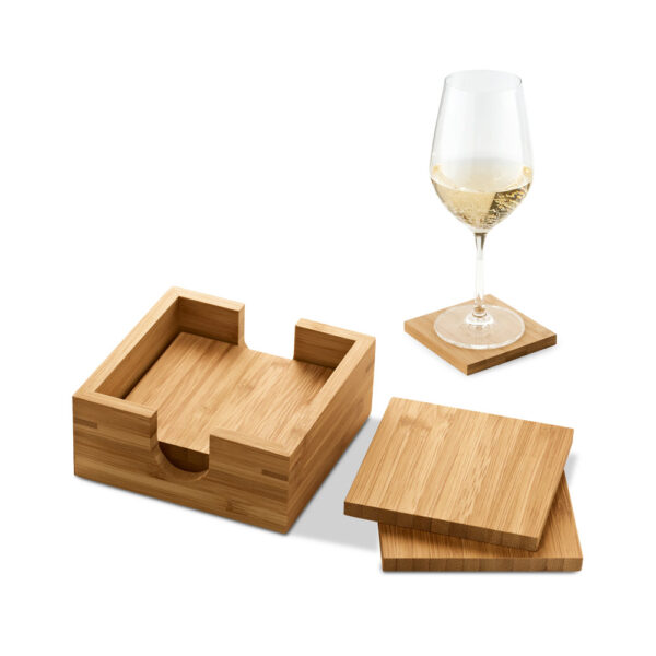 Kit de 4 porta copos em bambu - Enova Brindes Personalizados