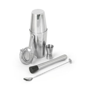 Set de coquetel com 6 peças em aço inox - Brinde Corporativo Personalizado | Enova