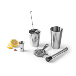 Set de coquetel com 6 peças em aço inox - Brinde Corporativo Personalizado | Enova