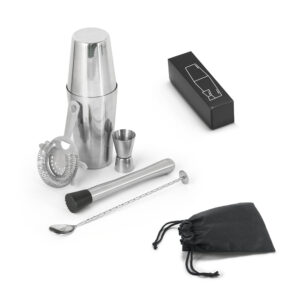 Set de coquetel com 6 peças em aço inox - Enova Brindes Personalizados