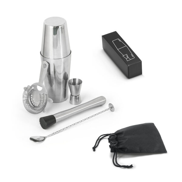 Set de coquetel com 6 peças em aço inox - Enova Brindes Personalizados