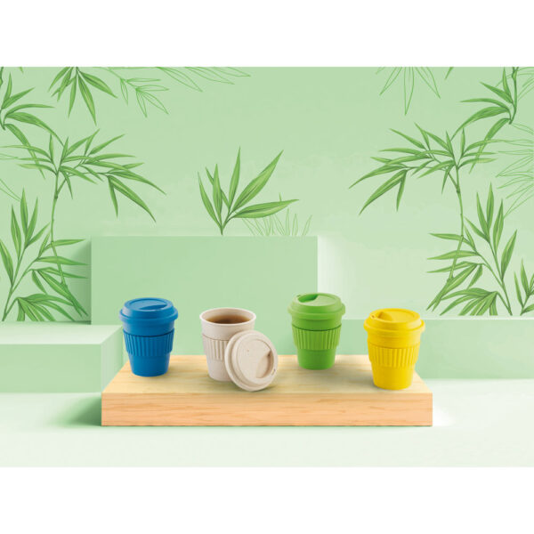 Copo de viagem em fibra de bambu (60%) e PP (40%) - Brinde Corporativo Personalizado | Enova