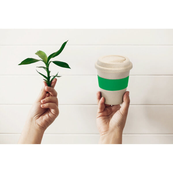 Copo de viagem em fibra de bambu (60%) e PP (40%) 380 mL - Brinde Corporativo Personalizado | Enova