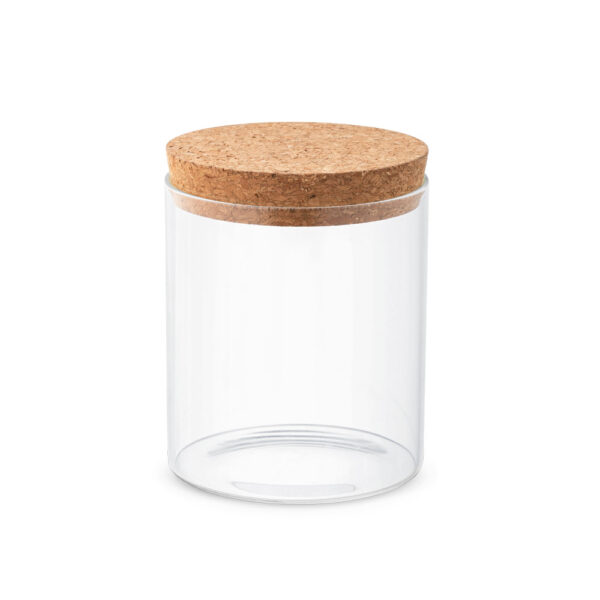 Frasco em vidro borosilicato com tampa de cortiça 700 mL - Brinde Corporativo Personalizado | Enova