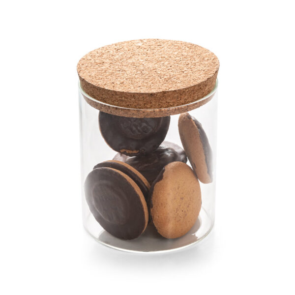 Frasco em vidro borosilicato com tampa de cortiça 700 mL - Brinde Corporativo Personalizado | Enova