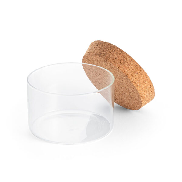 Frasco em vidro borosilicato com tampa de cortiça 380 mL - Brinde Corporativo Personalizado | Enova