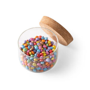 Frasco em vidro borosilicato com tampa de cortiça 380 mL - Brinde Corporativo Personalizado | Enova