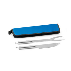 Kit churrasco em estojo em 210D com 2 utensílios em aço inox - Brinde Corporativo Personalizado | Enova