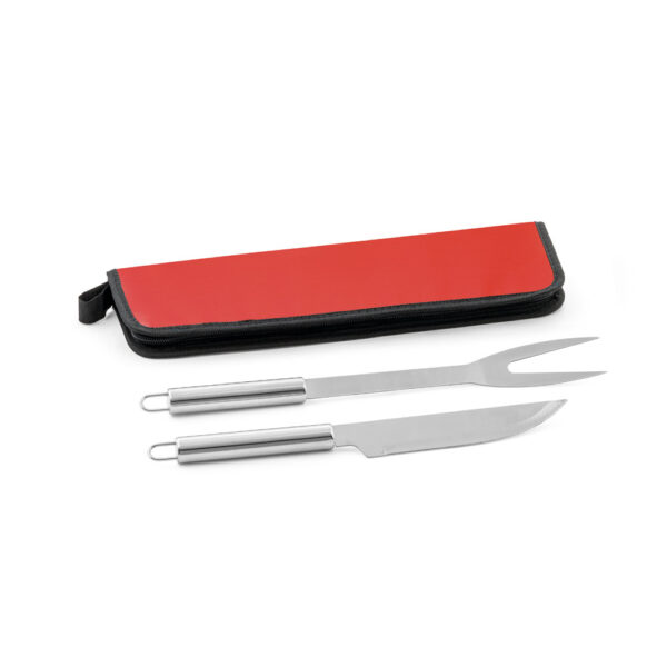 Kit churrasco em estojo em 210D com 2 utensílios em aço inox - Brinde Corporativo Personalizado | Enova