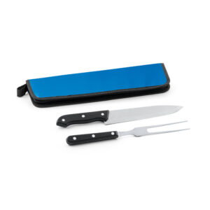 Kit churrasco em estojo em 210D em 2 utensílios em aço inox e PP - Brinde Corporativo Personalizado | Enova