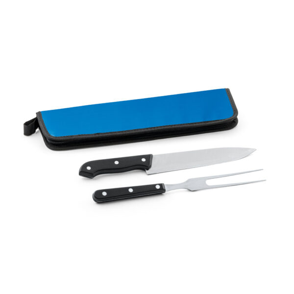 Kit churrasco em estojo em 210D em 2 utensílios em aço inox e PP - Brinde Corporativo Personalizado | Enova