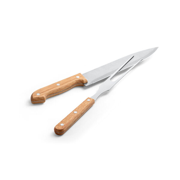 Kit churrasco em caixa kraft com 2 utensílios 3m aço inox e bambu - Brinde Corporativo Personalizado | Enova