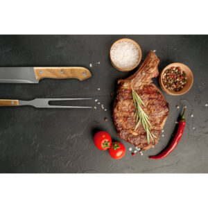Kit churrasco em estojo de 210D com 3 utensílios em aço inox e madeira de seringueira - Brinde Corporativo Personalizado | Enova