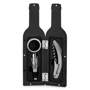 Conjunto para vinho com três componentes em metal - Brinde Corporativo Personalizado | Enova