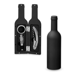 Conjunto para vinho com três componentes em metal - Enova Brindes Personalizados
