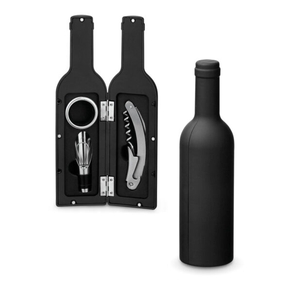 Conjunto para vinho com três componentes em metal - Enova Brindes Personalizados