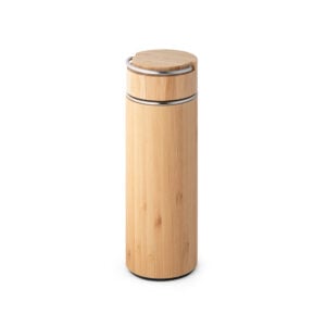 Squeeze térmica em bambu e aço inoxidável 440 mL - Brinde Corporativo Personalizado | Enova