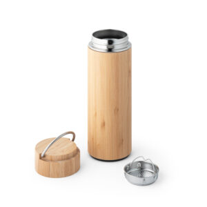 Squeeze térmica em bambu e aço inoxidável 440 mL - Brinde Corporativo Personalizado | Enova