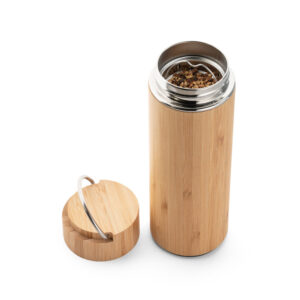 Squeeze térmica em bambu e aço inoxidável 440 mL - Brinde Corporativo Personalizado | Enova