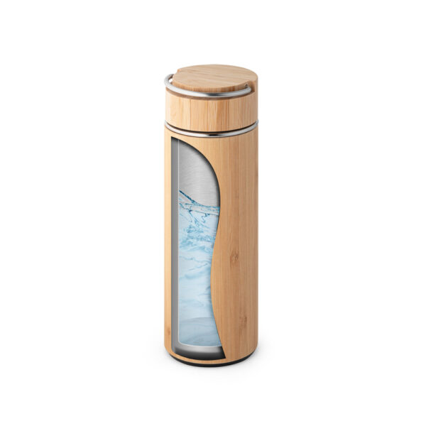 Squeeze térmica em bambu e aço inoxidável 440 mL - Brinde Corporativo Personalizado | Enova
