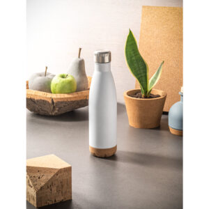 Squeeze térmico em aço inox e base em cortiça 560 mL - Brinde Corporativo Personalizado | Enova