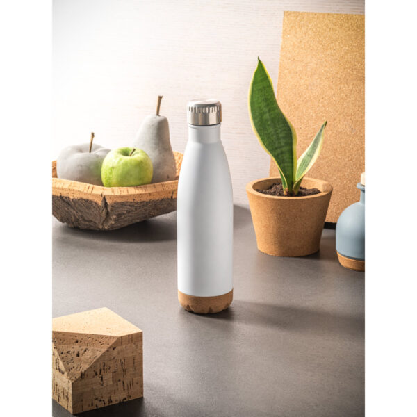Squeeze térmico em aço inox e base em cortiça 560 mL - Brinde Corporativo Personalizado | Enova