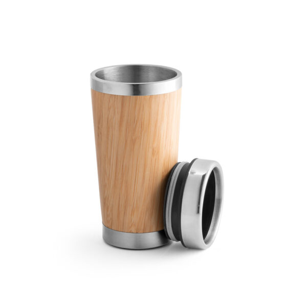 Copo de viagem em bambu e aço inox 500 mL - Brinde Corporativo Personalizado | Enova