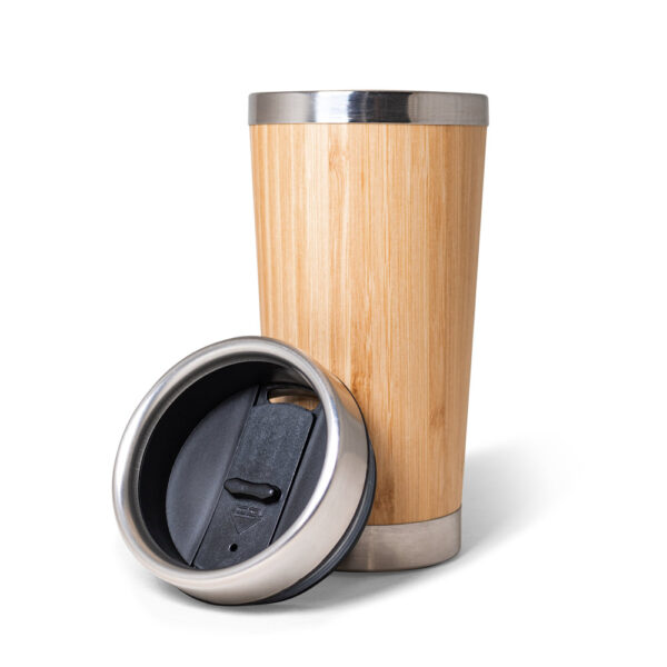 Copo de viagem em bambu e aço inox 500 mL - Brinde Corporativo Personalizado | Enova