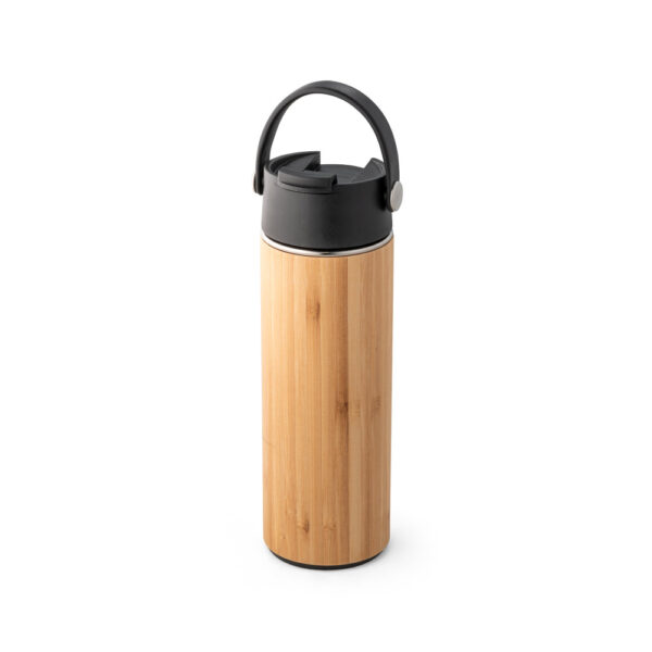 Squeeze térmica em bambu, aço inoxidável e PP 440 mL - Brinde Corporativo Personalizado | Enova
