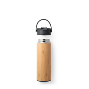 Squeeze térmica em bambu, aço inoxidável e PP 440 mL - Brinde Corporativo Personalizado | Enova