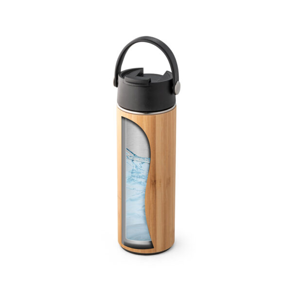 Squeeze térmica em bambu, aço inoxidável e PP 440 mL - Brinde Corporativo Personalizado | Enova