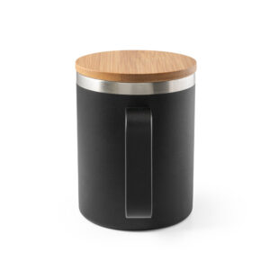 Copo em aço inox (90% reciclado) com tampa em bambu 420 mL - Brinde Corporativo Personalizado | Enova