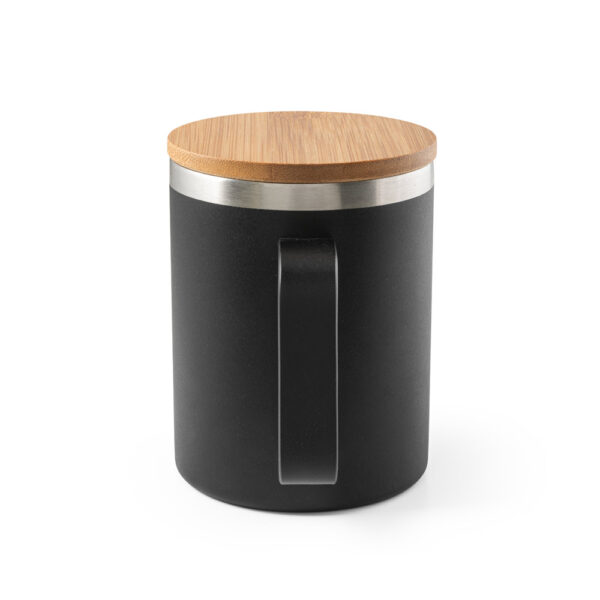 Copo em aço inox (90% reciclado) com tampa em bambu 420 mL - Brinde Corporativo Personalizado | Enova