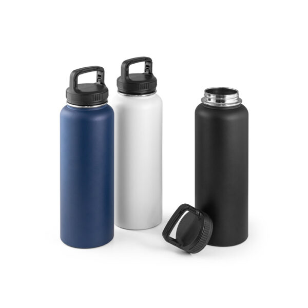 Garrafa em aço inoxidável (90% reciclado) com revestimento em pó e de grande capacidade até 1200 mL - Brinde Corporativo Personalizado | Enova