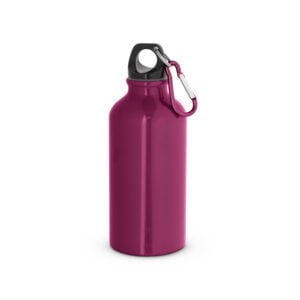 Garrafa esportiva em alumínio e acabamento brilhante com mosquetão 400 mL - Brinde Corporativo Personalizado | Enova