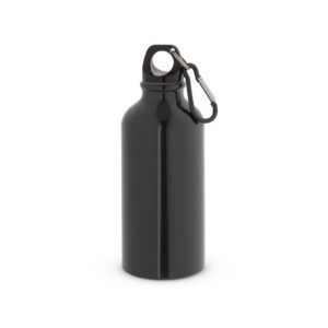 Garrafa esportiva em alumínio e acabamento brilhante com mosquetão 400 mL - Brinde Corporativo Personalizado | Enova