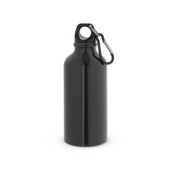Garrafa esportiva em alumínio e acabamento brilhante com mosquetão 400 mL - Brinde Corporativo Personalizado | Enova