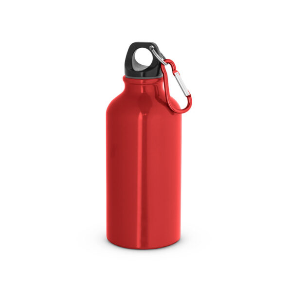 Garrafa esportiva em alumínio e acabamento brilhante com mosquetão 400 mL - Brinde Corporativo Personalizado | Enova