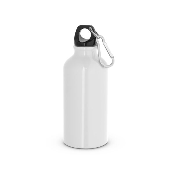 Garrafa esportiva em alumínio e acabamento brilhante com mosquetão 400 mL - Brinde Corporativo Personalizado | Enova