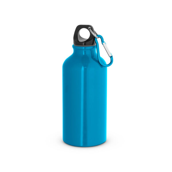 Garrafa esportiva em alumínio e acabamento brilhante com mosquetão 400 mL - Brinde Corporativo Personalizado | Enova
