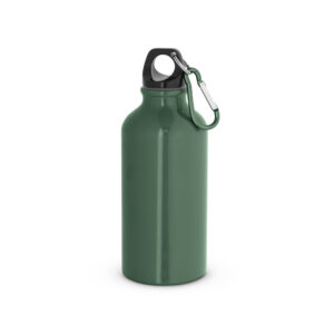 Garrafa esportiva em alumínio e acabamento brilhante com mosquetão 400 mL - Brinde Corporativo Personalizado | Enova