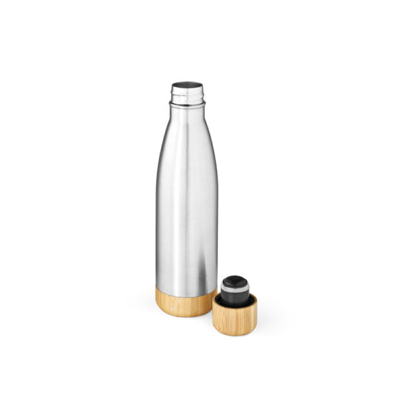 Garrafa em aço inox (90% reciclado) com tampa em bambu 550 mL - Brinde Corporativo Personalizado | Enova