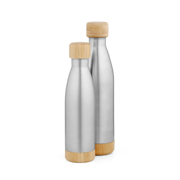 Garrafa em aço inox (90% reciclado) com tampa em bambu 800 mL - Brinde Corporativo Personalizado | Enova