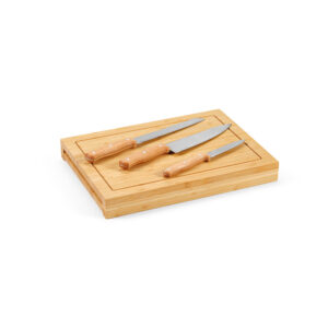 Conjunto de tábuas em bambu com 3 facas inclusas - Brinde Corporativo Personalizado | Enova