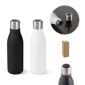 Garrafa em aço inox (90% reciclado) de parede dupla térmica com sistema de auto-sanitização UV 500 mL - Enova Brindes Personalizados