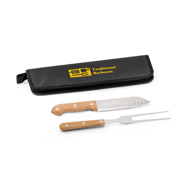 Kit churrasco com estojo em 210D com 2 peças - Brinde Corporativo Personalizado | Enova