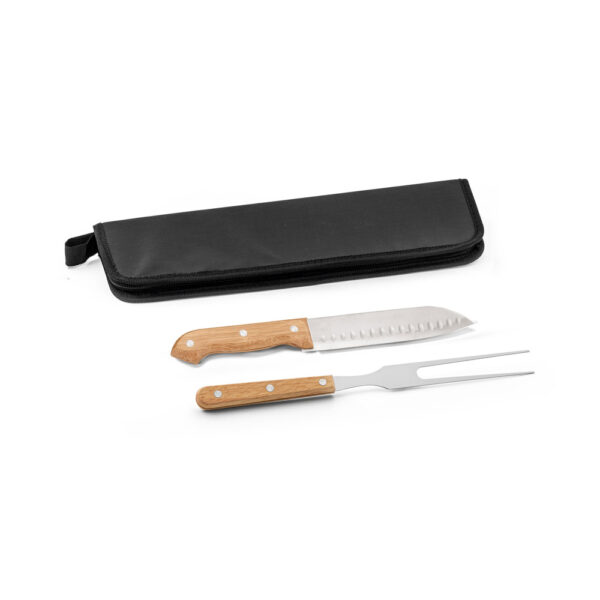 Kit churrasco com estojo em 210D com 2 peças - Enova Brindes Personalizados