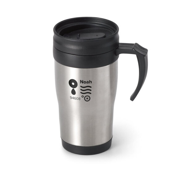 Caneca para viagem em aço inox e PP 420 mL - Brinde Corporativo Personalizado | Enova