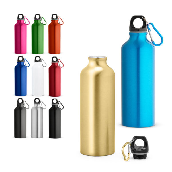 Squeeze em alumínio com mosquetão 530 mL - Enova Brindes Personalizados